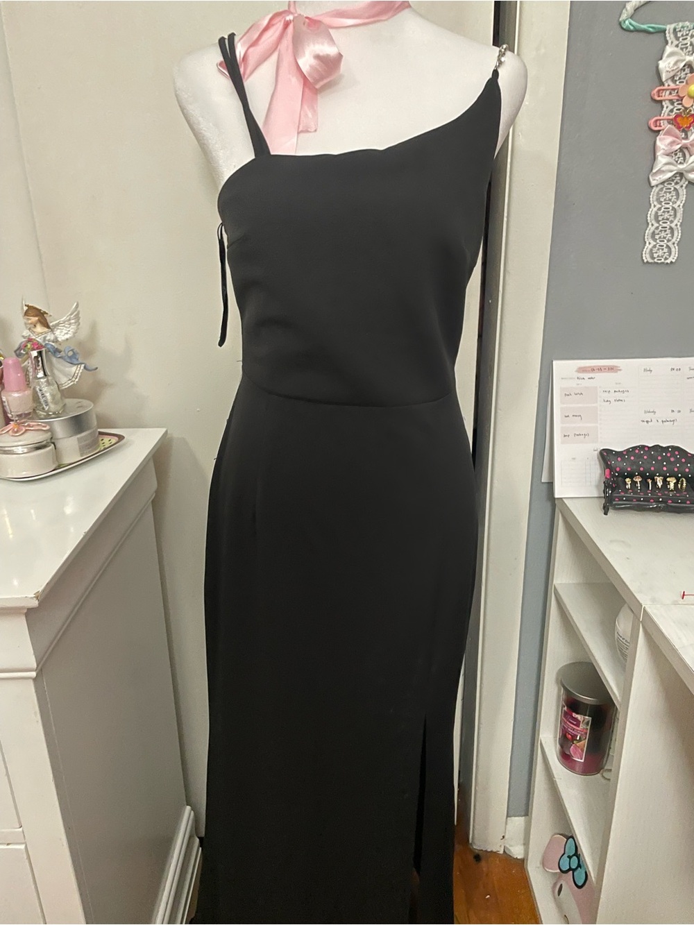 Classic Black One-Shoulder Maxi Dress